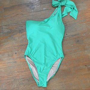 Green One Shoulder JCrew Bathing Suit